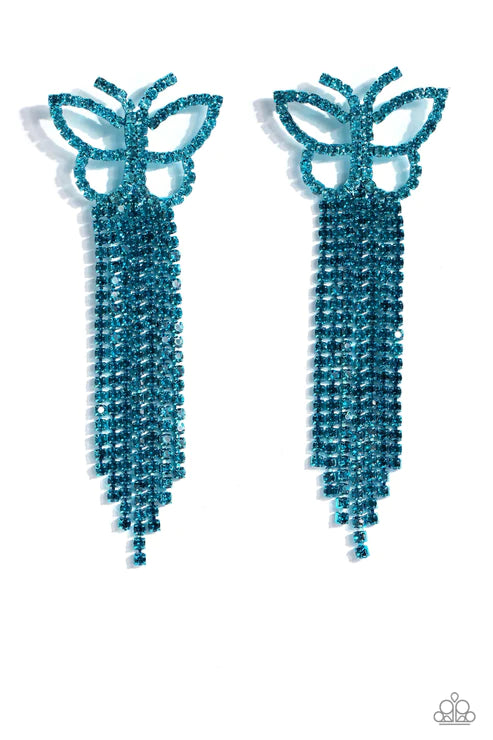 Paparazzi Billowing Butterflies Blue Post Earrings - Life of the Party July 2023 - P5PO-BLXX-156XX