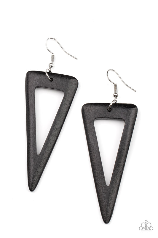 Paparazzi Bermuda Backpacker Black Fishhook Earrings - P5SE-BKXX-221XX