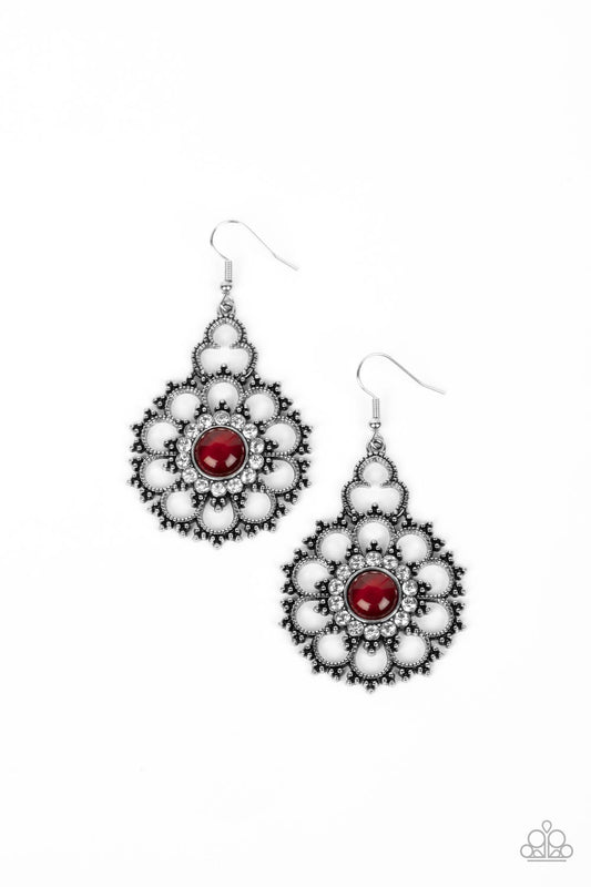 Paparazzi Floral Renaissance Red Fishhook Earrings - P5RE-RDXX-180XX