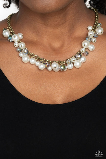 Paparazzi Glinting Goddess Brass Short Necklace - P2RE-BRXX-217XX