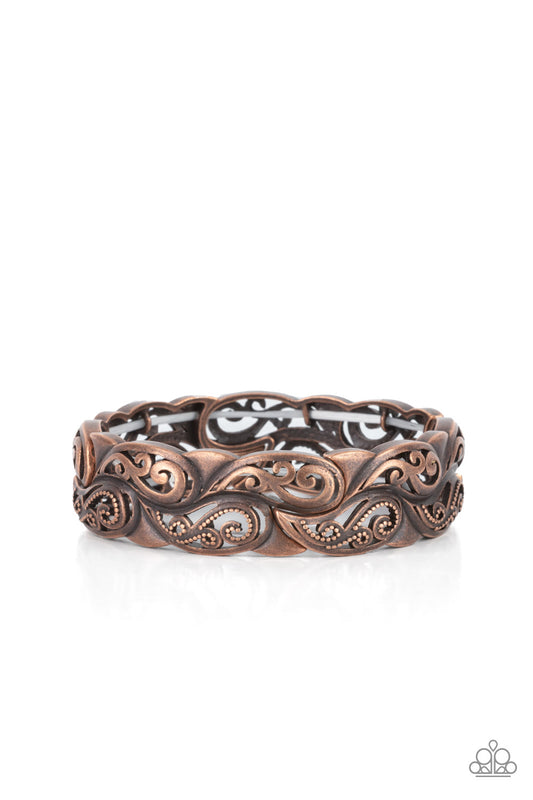 Paparazzi Paisley Portico Copper Stretch Bracelet - P9WH-CPXX-136XX