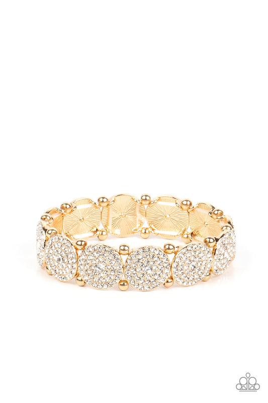Paparazzi Palace Intrigue Gold Stretch Bracelet - P9RE-GDXX-364XX