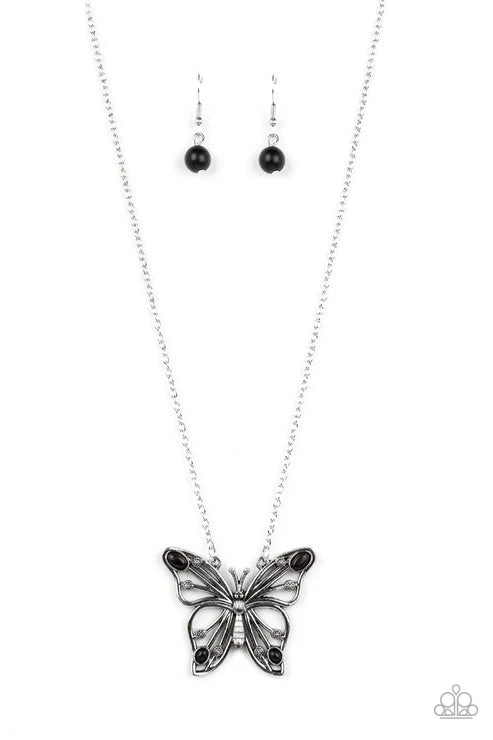 Paparazzi Badlands Butterfly Black Short Necklace - P2WH-BKXX-309XX