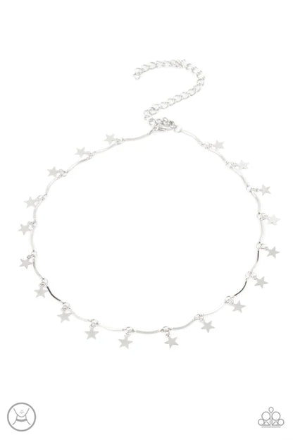 Paparazzi Little Miss Americana Silver Choker Necklace - P2CH-SVXX-072CF