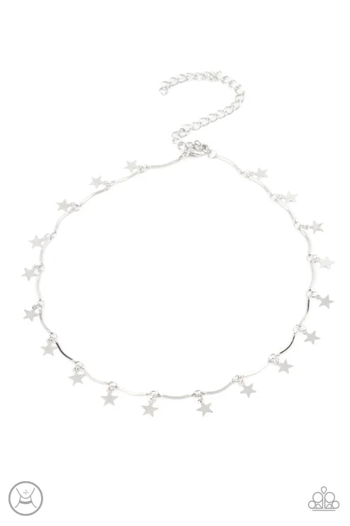 Paparazzi Little Miss Americana Silver Choker Necklace - P2CH-SVXX-072CF