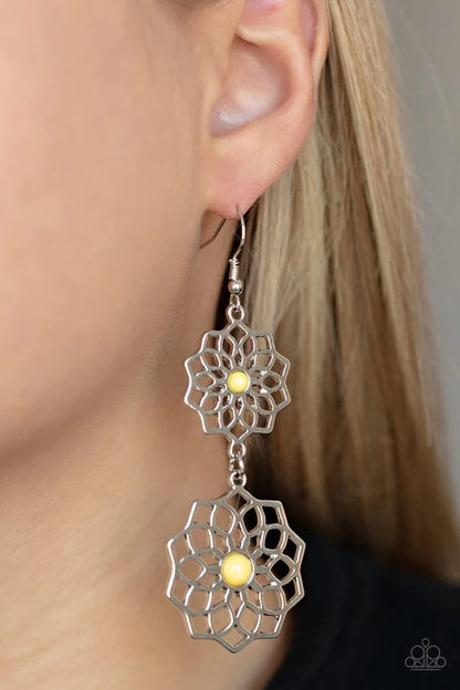Paparazzi Posh Posy Yellow Fishhook Earrings - P5WH-YWXX-171XX