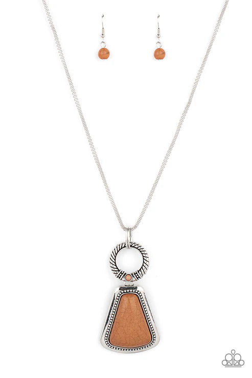Paparazzi Stone Prairies Brown Long Necklace - P2SE-BNXX-187XX