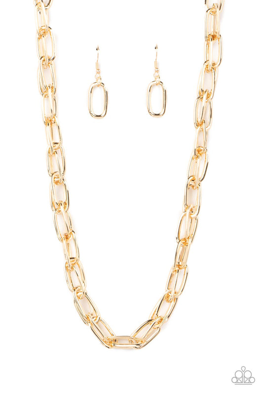 Paparazzi Tough Call Gold Short Necklace - P2IN-GDXX-159XX