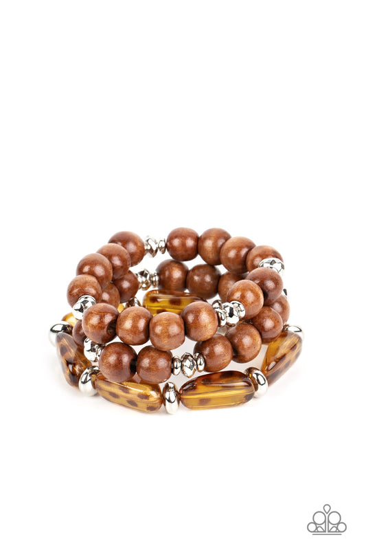 Paparazzi WILD-Mannered Brown Stretch Bracelet - P9WH-BNXX-108XX