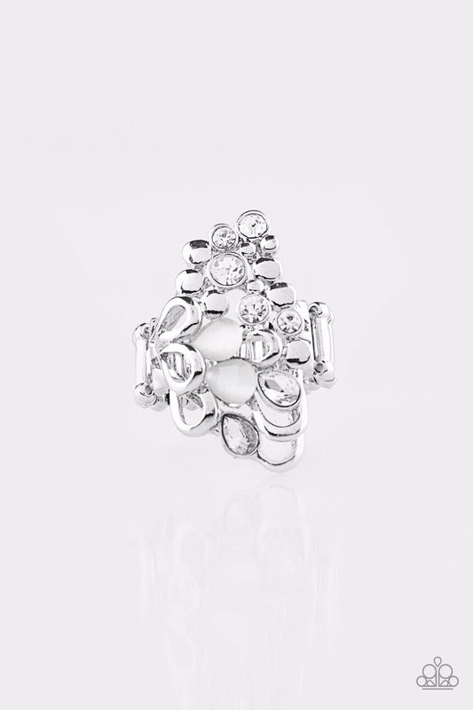 Paparazzi Sparkle Splash White Ring - P4RE-WTXX-140XX