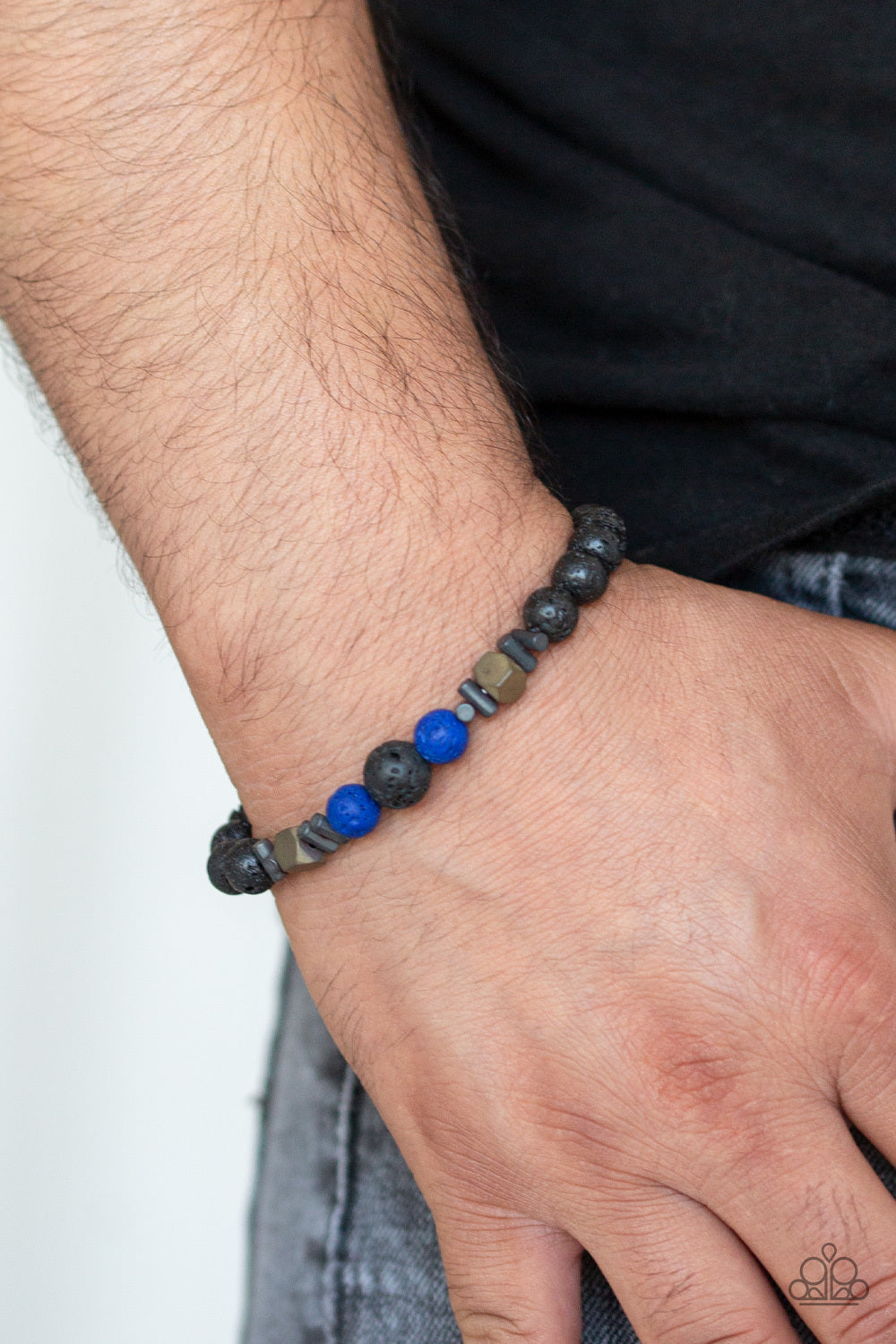 Paparazzi Empowered Blue Men's Stretch Bracelet - P9SE-URBL-134XX