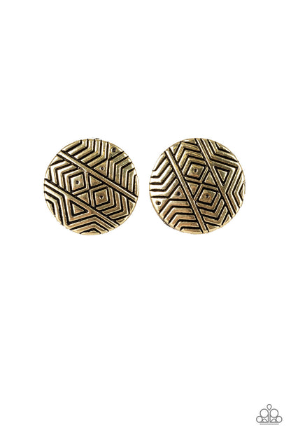 Paparazzi Bright As A Button Brass Post Earrings