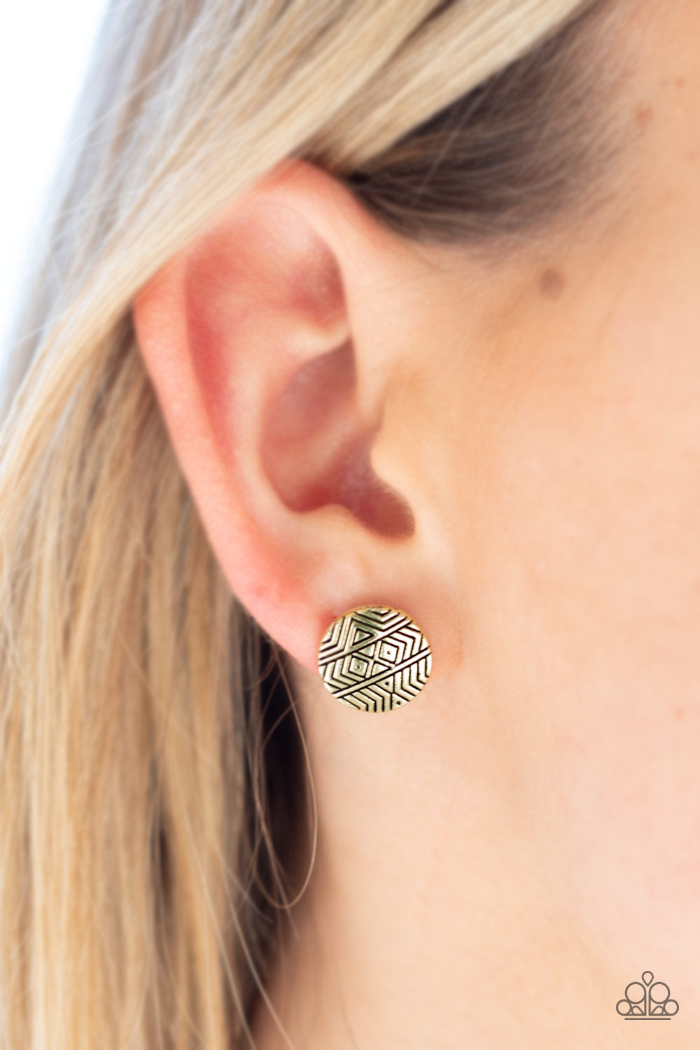 Paparazzi Bright As A Button Brass Post Earrings