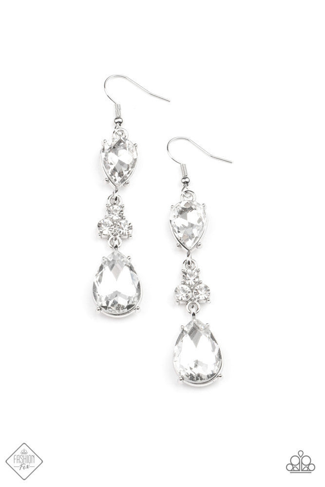 Paparazzi Once Upon a Twinkle White Fishhook Earrings - Fashion Fix Fiercely 5th Avenue May 2021 - P5RE-WTXX-511ZL