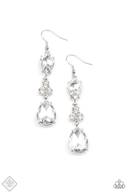 Paparazzi Once Upon a Twinkle White Fishhook Earrings - Fashion Fix Fiercely 5th Avenue May 2021 - P5RE-WTXX-511ZL