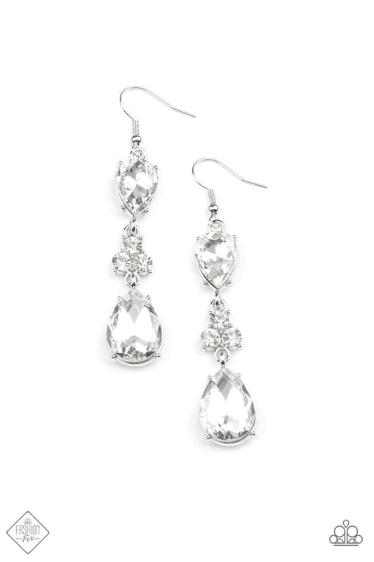 Paparazzi Once Upon a Twinkle White Fishhook Earrings - Fashion Fix Fiercely 5th Avenue May 2021 - P5RE-WTXX-511ZL