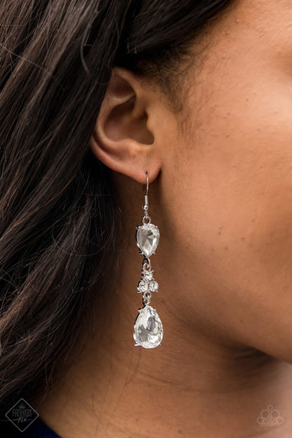 Paparazzi Once Upon a Twinkle White Fishhook Earrings - Fashion Fix Fiercely 5th Avenue May 2021 - P5RE-WTXX-511ZL