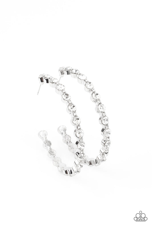 Paparazzi Royal Reveler White Post Hoop Earrings - P5HO-WTXX-116XX