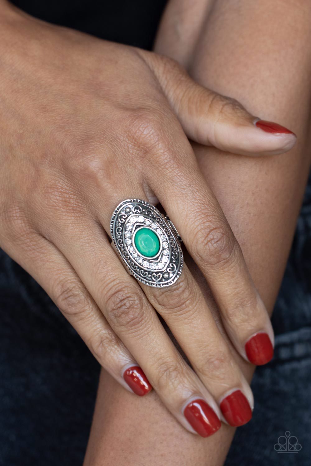 Paparazzi Entrancing Enchantment Green Ring - P4ST-GRXX-008XX