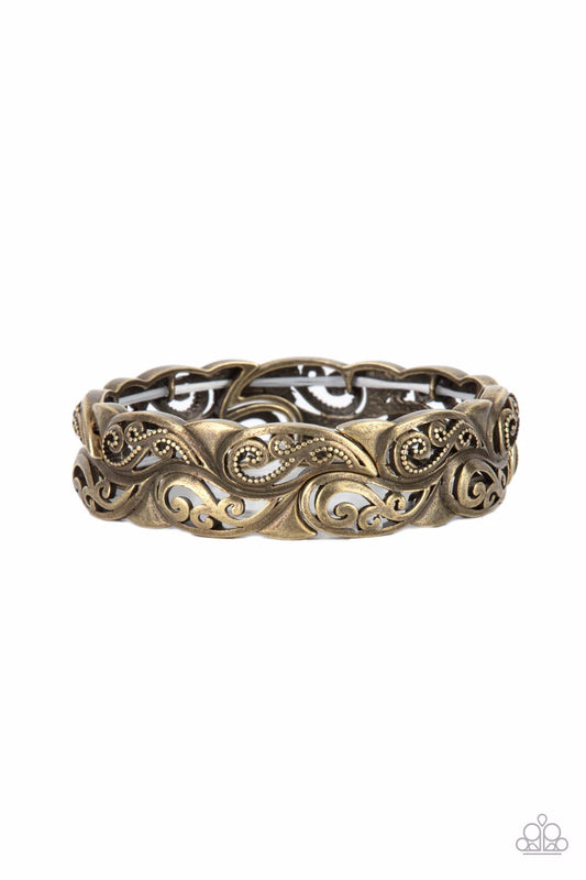 Paparazzi Paisley Portico Brass Stretch Bracelet - P9WH-BRXX-125XX