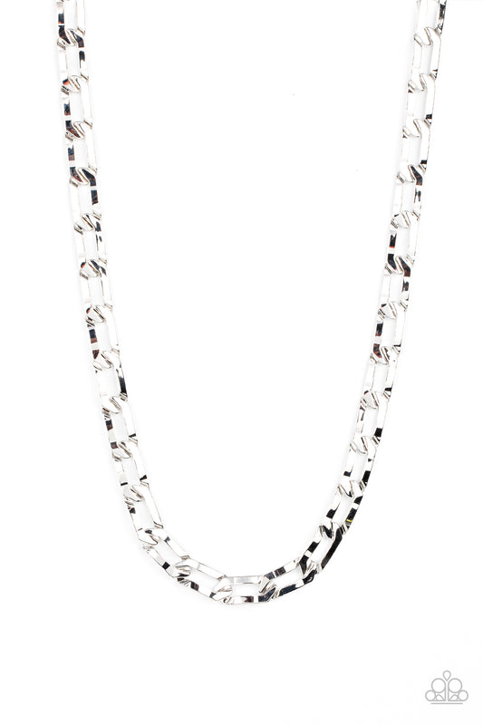 Paparazzi Full-Court Press Silver Men's Short Necklace - P2MN-URSV-051XX