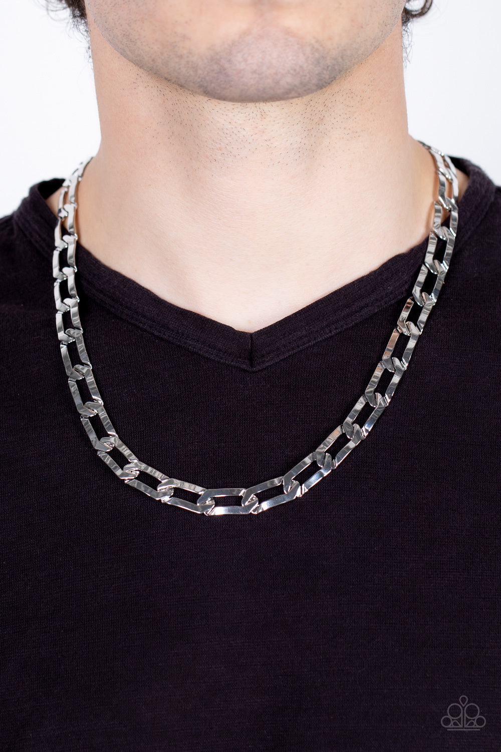 Paparazzi Full-Court Press Silver Men's Short Necklace - P2MN-URSV-051XX