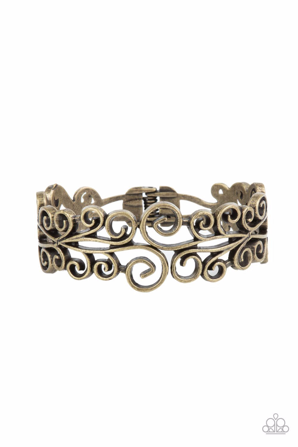 Paparazzi Dressed to FRILL Brass Hinge Cuff Bracelet - P9WH-BRXX-123XX