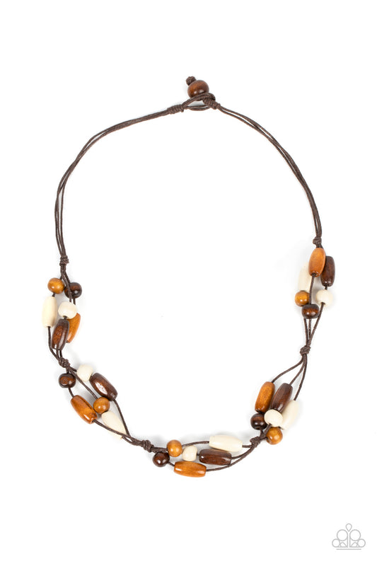 Paparazzi Outback Epic Brown Men's Short Necklace - P2UR-BNXX-164XX