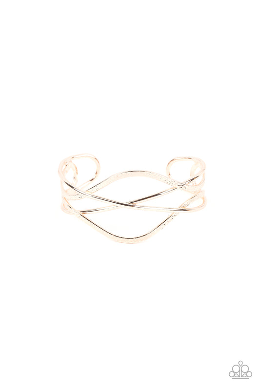 Paparazzi Fierce Fusion Rose Gold Cuff Bracelet - P9BA-GDRS-113XX