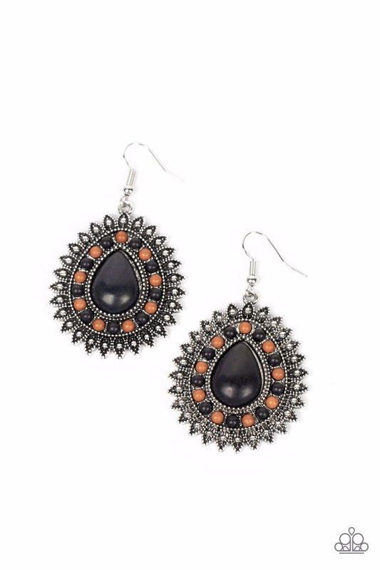Paparazzi Sagebrush Sabbatical Black Fishhook Earrings - P5SE-BKXX-318XX