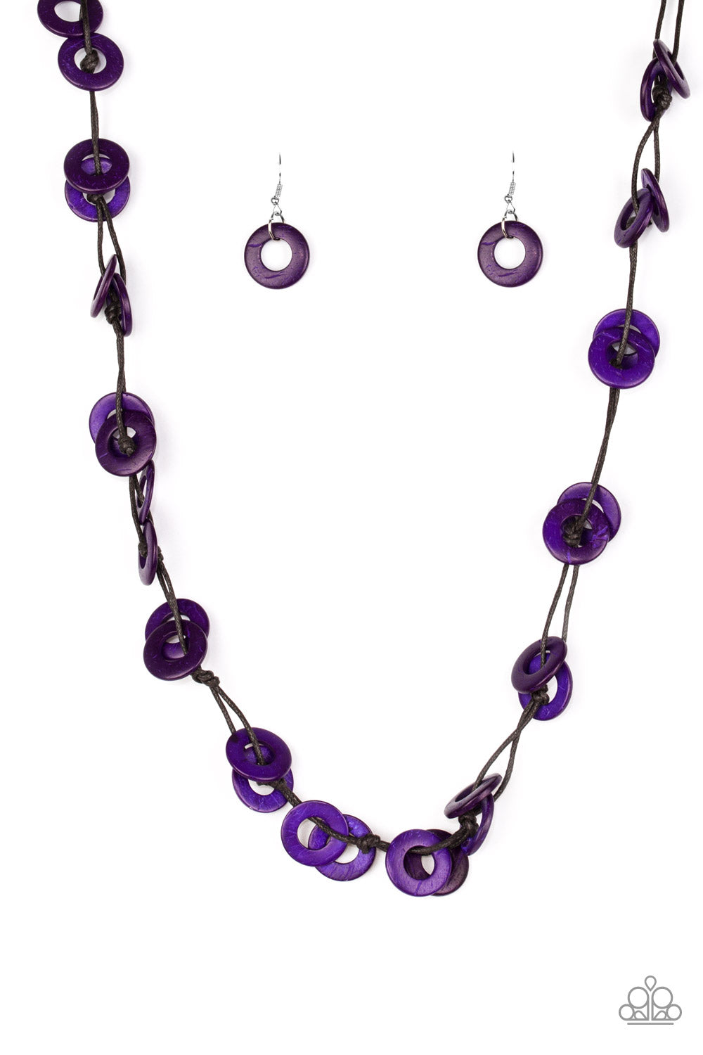 Paparazzi Waikiki Winds Purple Wood Long Necklace - P2SE-PRXX-154XX
