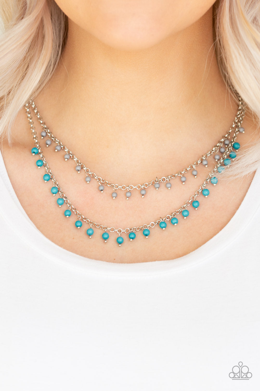 Paparazzi Dainty Distraction Blue Short Necklace