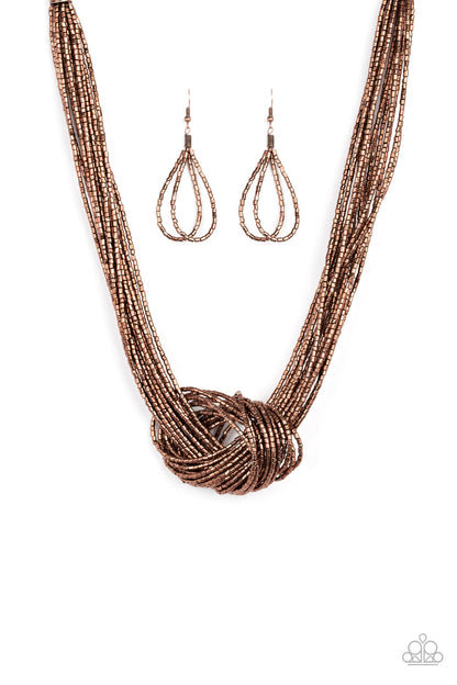 Paparazzi Knotted Knockout Copper Short Necklace