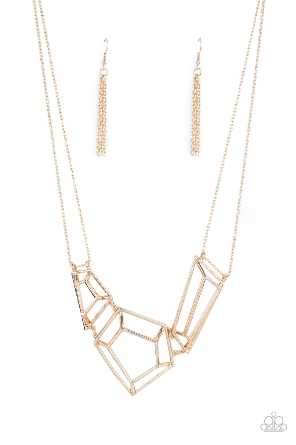 Paparazzi 3-D Drama Gold Short Necklace - P2ED-GDXX-142XX