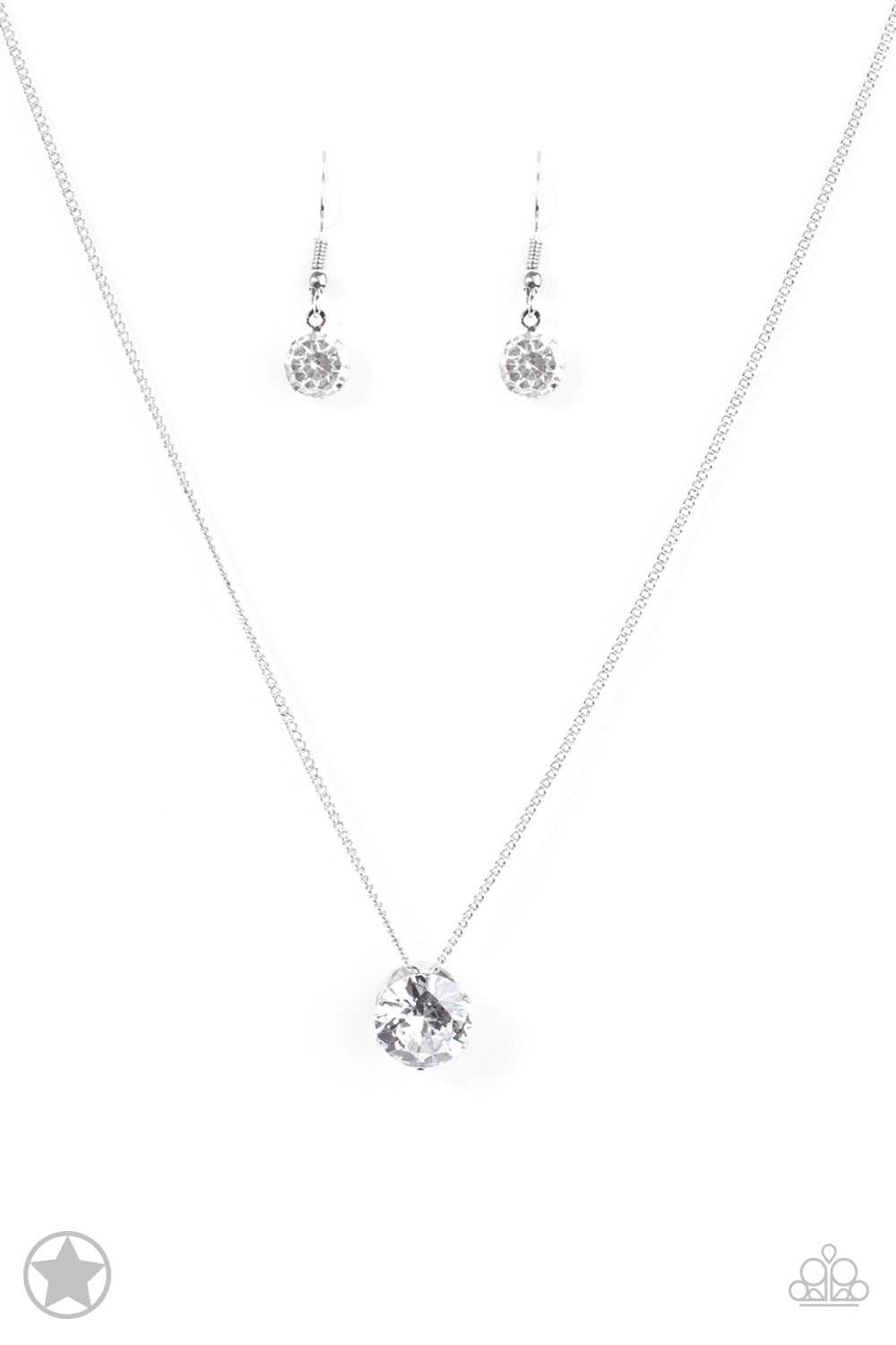 Paparazzi What A Gem White Short Necklace rhinestone pendant silver chain