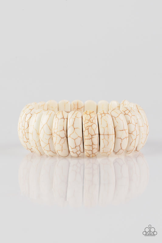 Paparazzi Peacefully Primal White Stretch Bracelet - P9SE-WTXX-132XX