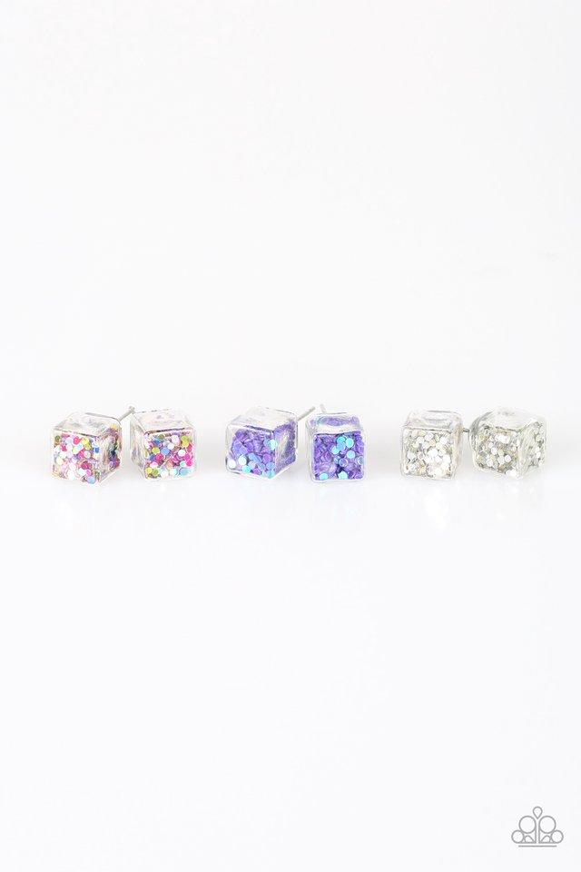 Paparazzi Starlet Shimmer Glitter Cube Post Back Earrings - P5SS-MTXX-192XX
