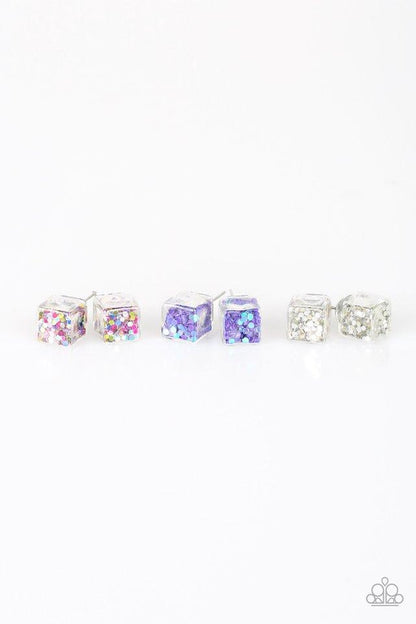 Paparazzi Starlet Shimmer Glitter Cube Post Back Earrings - P5SS-MTXX-192XX