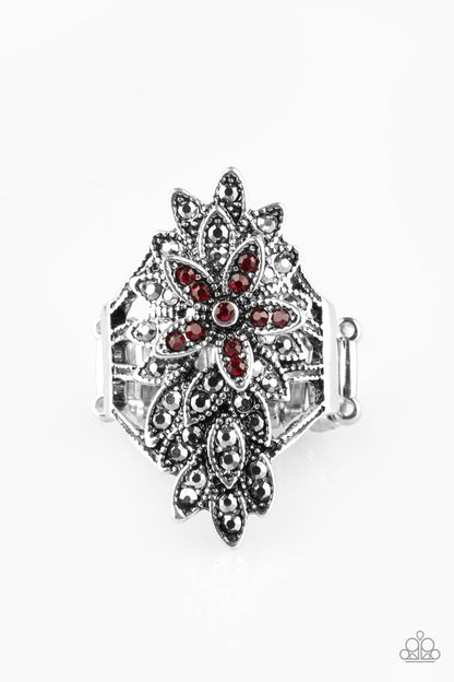 Paparazzi Formal Floral Red Ring
