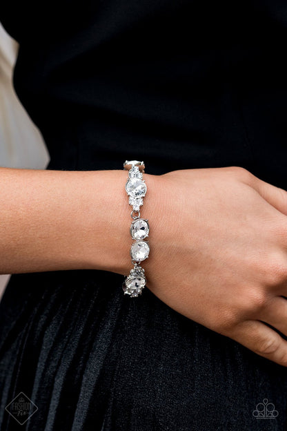 Paparazzi Care To Make A Wager? White Clasp Bracelet - Fashion Fix Fiercely 5th Avenue May 2020