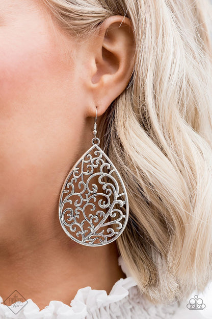 Paparazzi Grapevine Grandeur Silver Fishhook Earrings - Fashion Fix Glimpses of Malibu May 2020