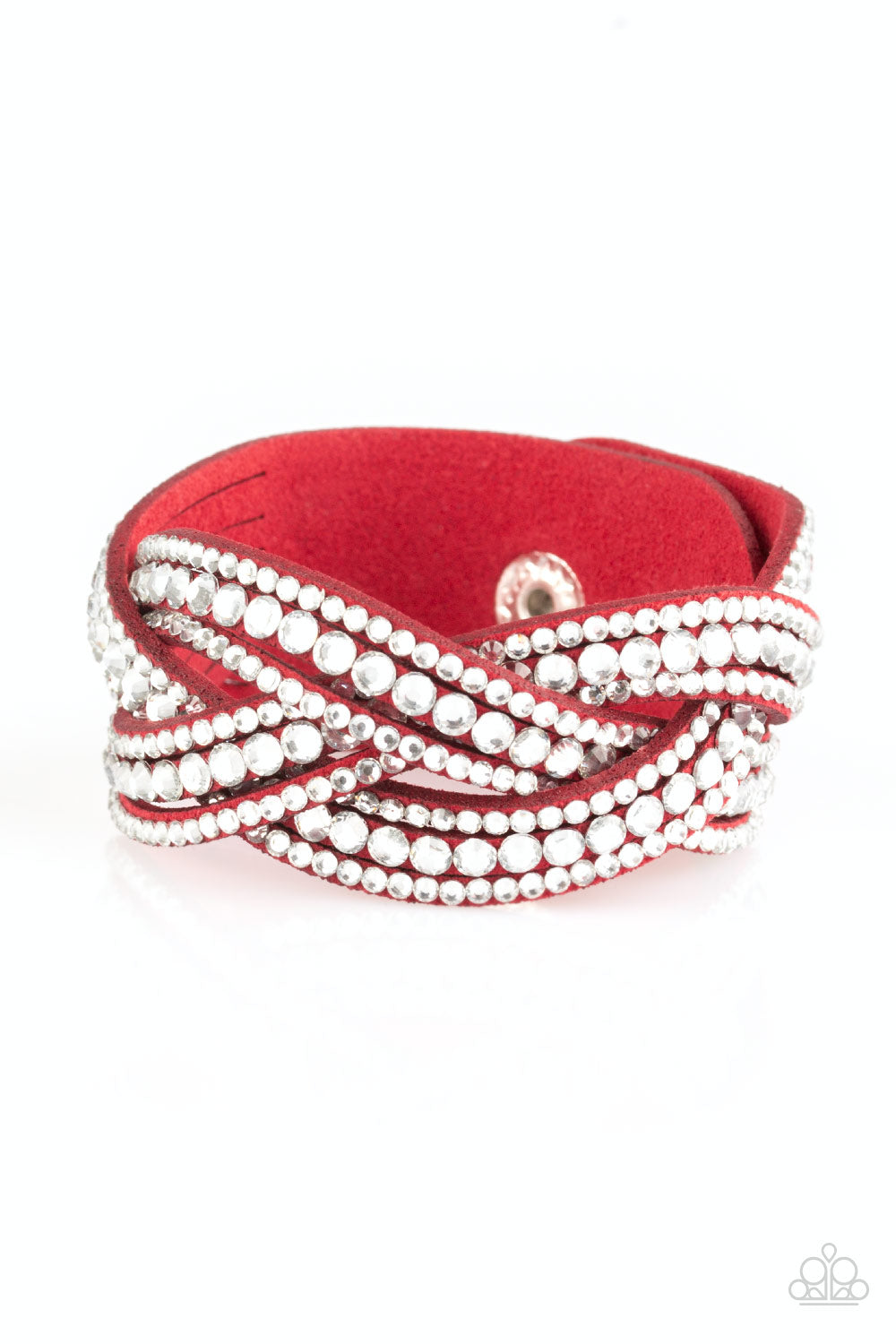 Paparazzi Bring On The Bling Red Single Wrap Snap Bracelet