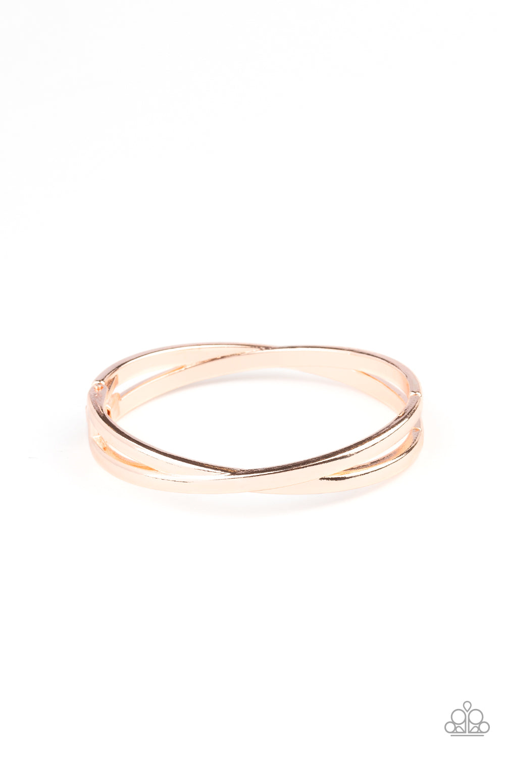 Paparazzi Crossing Over Rose Gold Hinged Cuff Bracelet