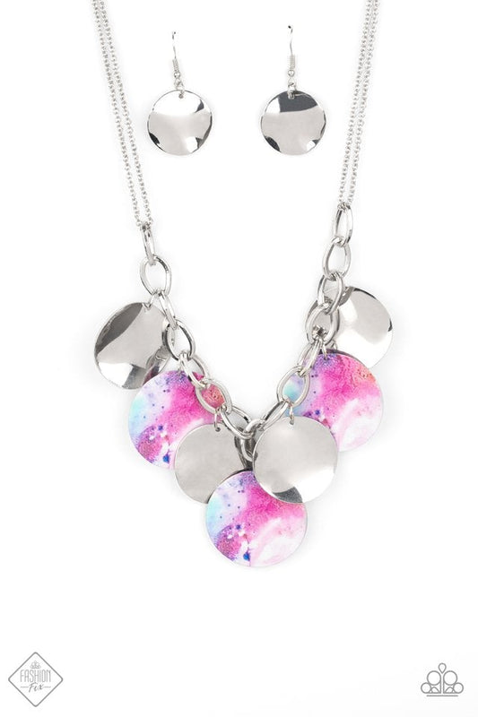 Paparazzi Tie Dye Drama Multi Short Necklace - Fashion Fix Sunset Sightings October 2020