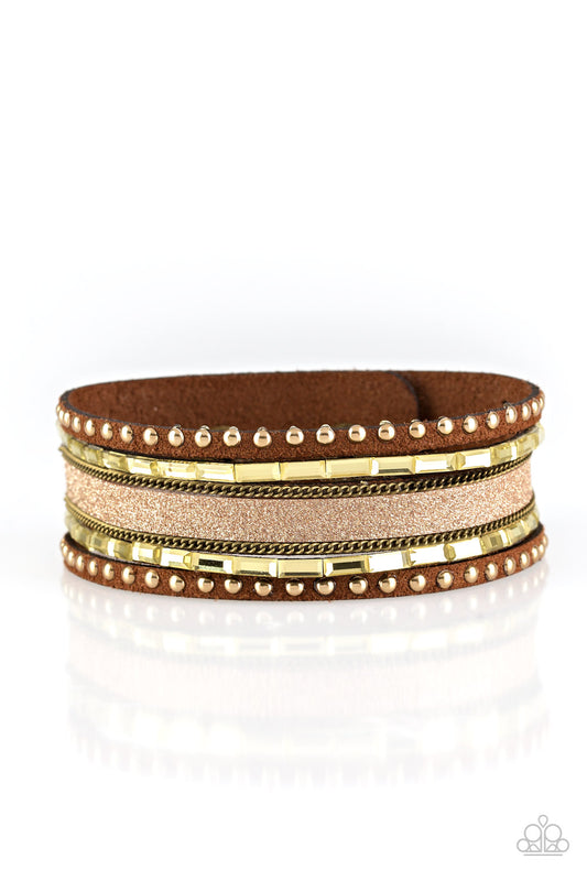 Paparazzi Seize The Sass Brass Single Wrap Snap Bracelet