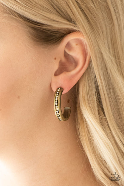 Paparazzi 5th Avenue Fashionista Brass Post Hoop Earrings