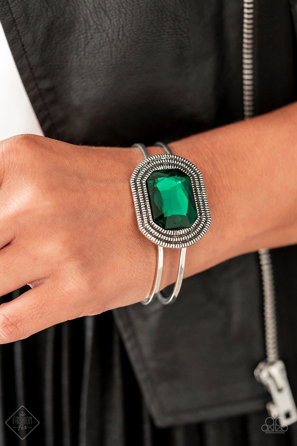 Paparazzi Heirloom Highness Green Hinged Cuff Bracelet - Fashion Fix Magnificent Musings December 2019