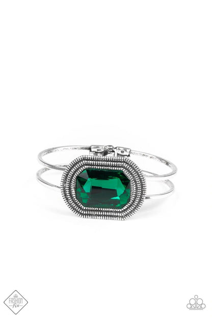 Paparazzi Heirloom Highness Green Hinged Cuff Bracelet - Fashion Fix Magnificent Musings December 2019