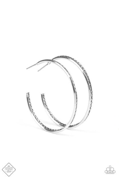 Paparazzi Texture Tempo Silver Post Hoop Earrings - Fashion Fix Magnificent Musings December 2019