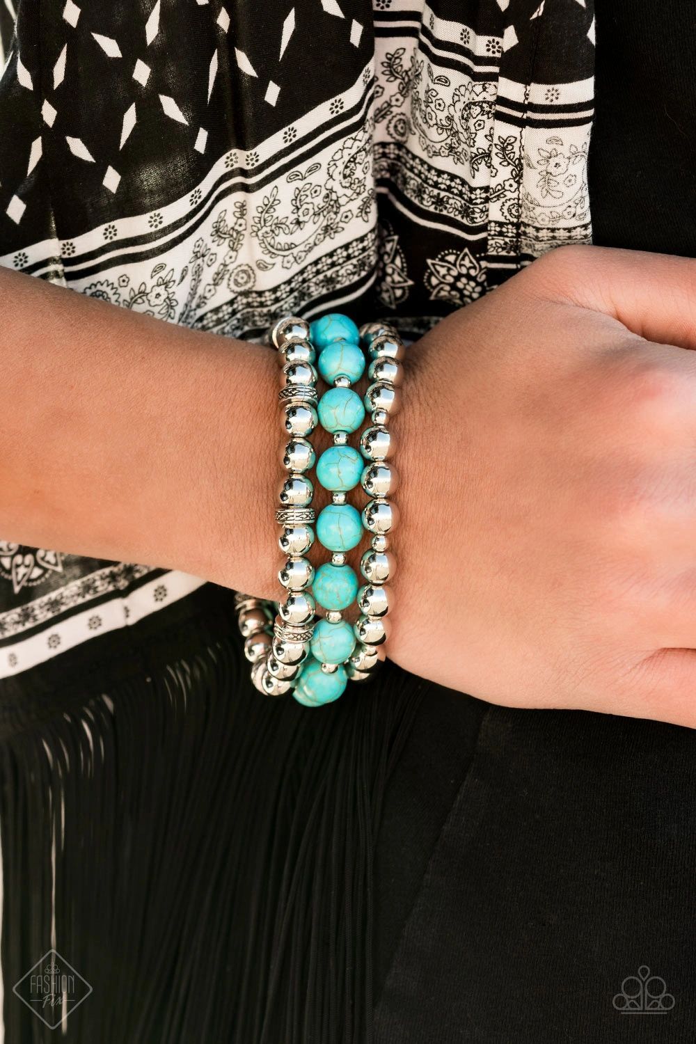 Paparazzi&nbsp;Sandstone Serendipity Blue Stretch Bracelet&nbsp;- Fashion Fix Simply Santa Fe December 2019